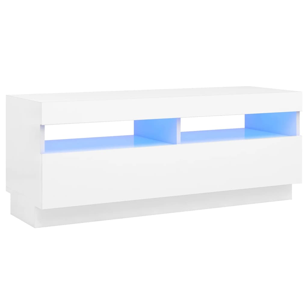 vidaXL TV Cabinet with LED Lights White 100x35x40 cm