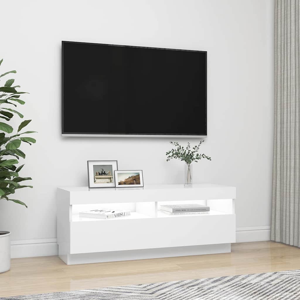 804454 vidaXL TV Cabinet with LED Lights White 100x35x40 cm