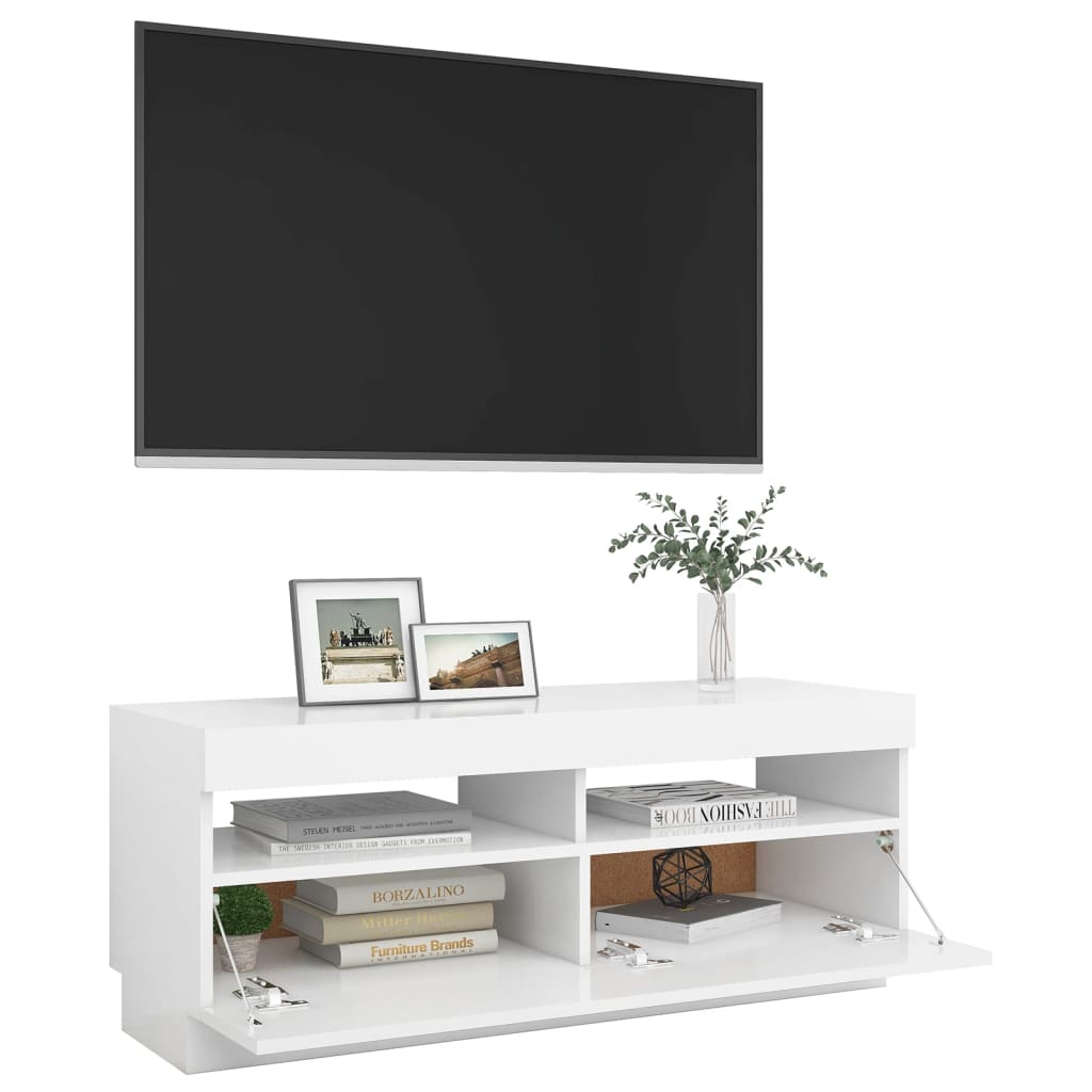 vidaXL TV Cabinet with LED Lights White 100x35x40 cm