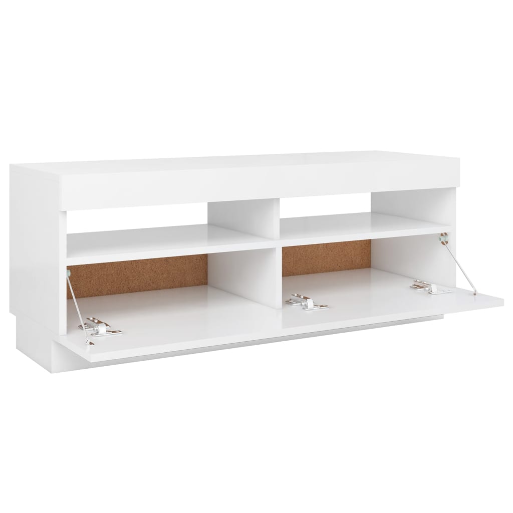 vidaXL TV Cabinet with LED Lights White 100x35x40 cm