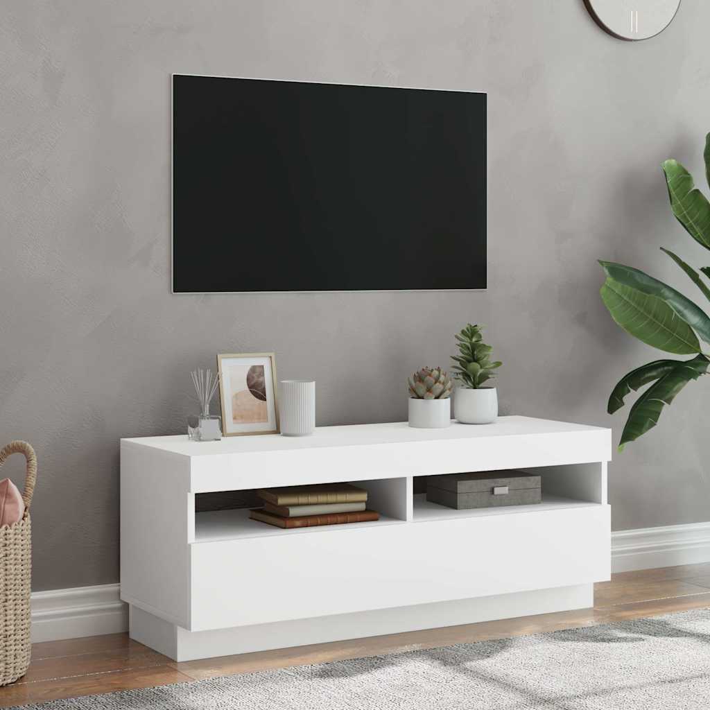 804454 vidaXL TV Cabinet with LED Lights White 100x35x40 cm