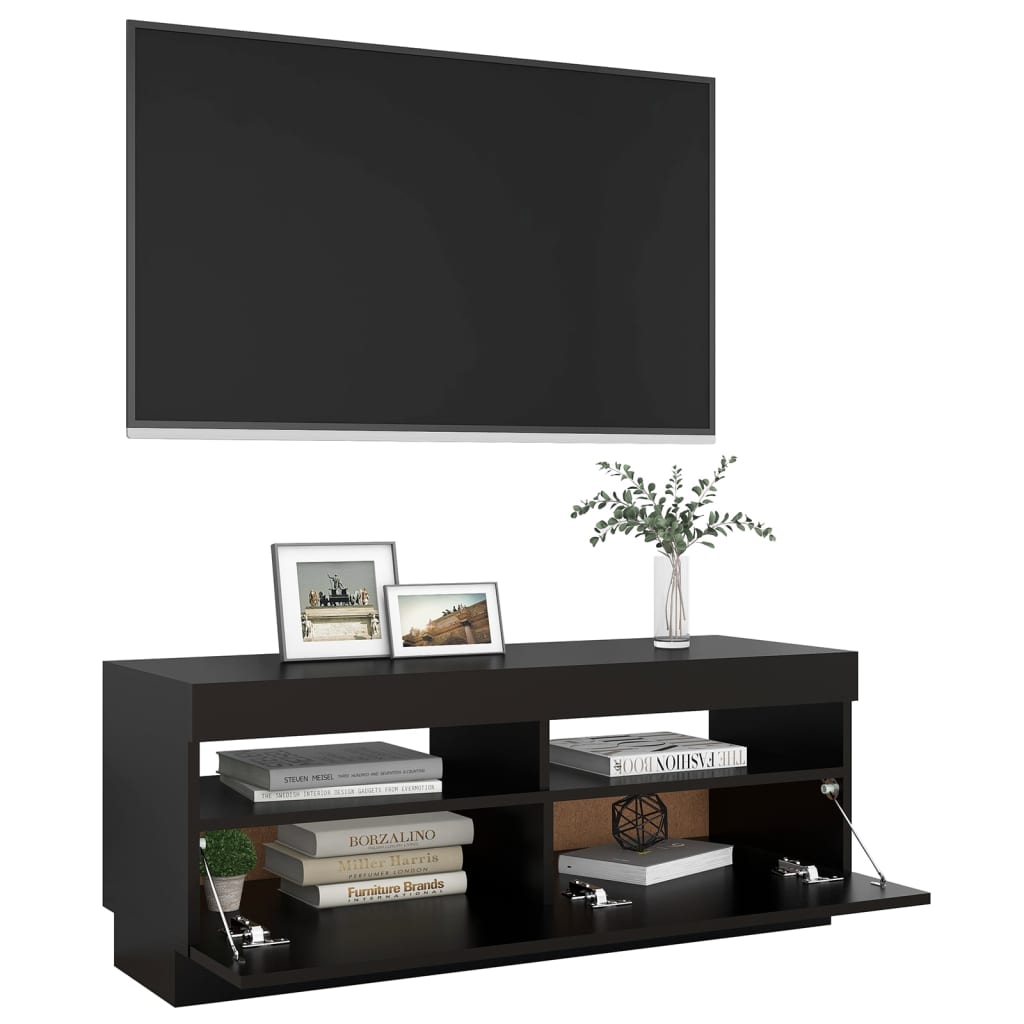 vidaXL TV Cabinet with LED Lights Black 100x35x40 cm