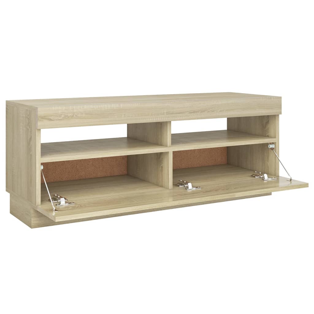 vidaXL TV Cabinet with LED Lights Sonoma Oak 100x35x40 cm