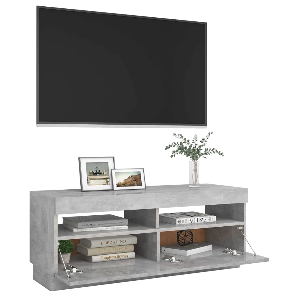 vidaXL TV Cabinet with LED Lights Concrete Grey 100x35x40 cm