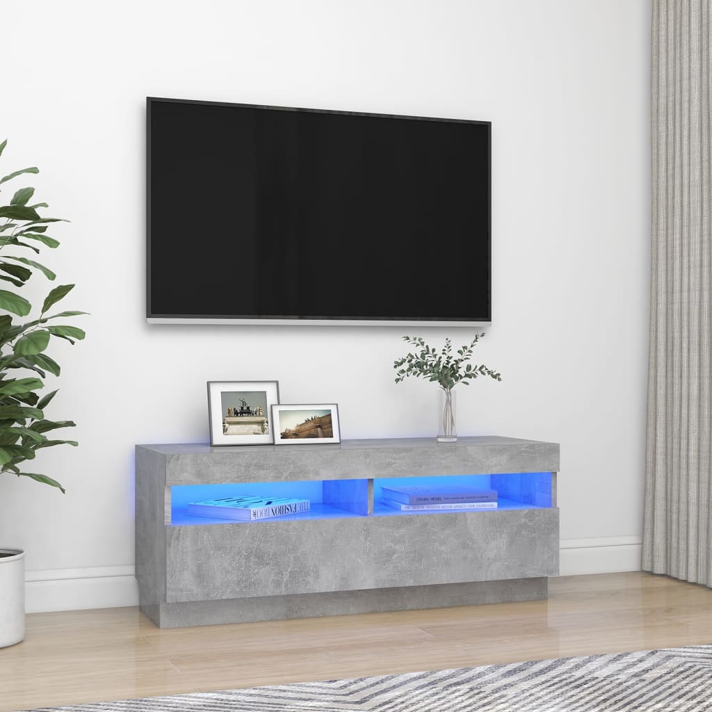 vidaXL TV Cabinet with LED Lights Concrete Grey 100x35x40 cm