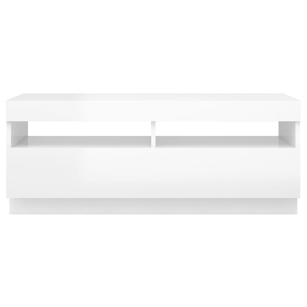 vidaXL TV Cabinet with LED Lights High Gloss White 100x35x40 cm