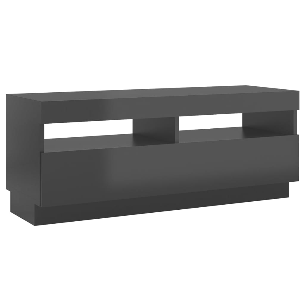 vidaXL TV Cabinet with LED Lights High Gloss Grey 100x35x40 cm