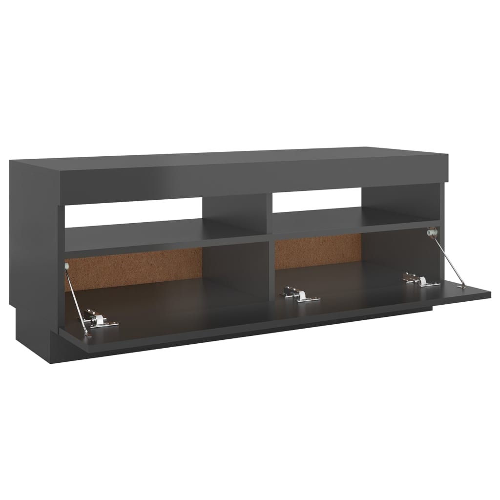 vidaXL TV Cabinet with LED Lights High Gloss Grey 100x35x40 cm