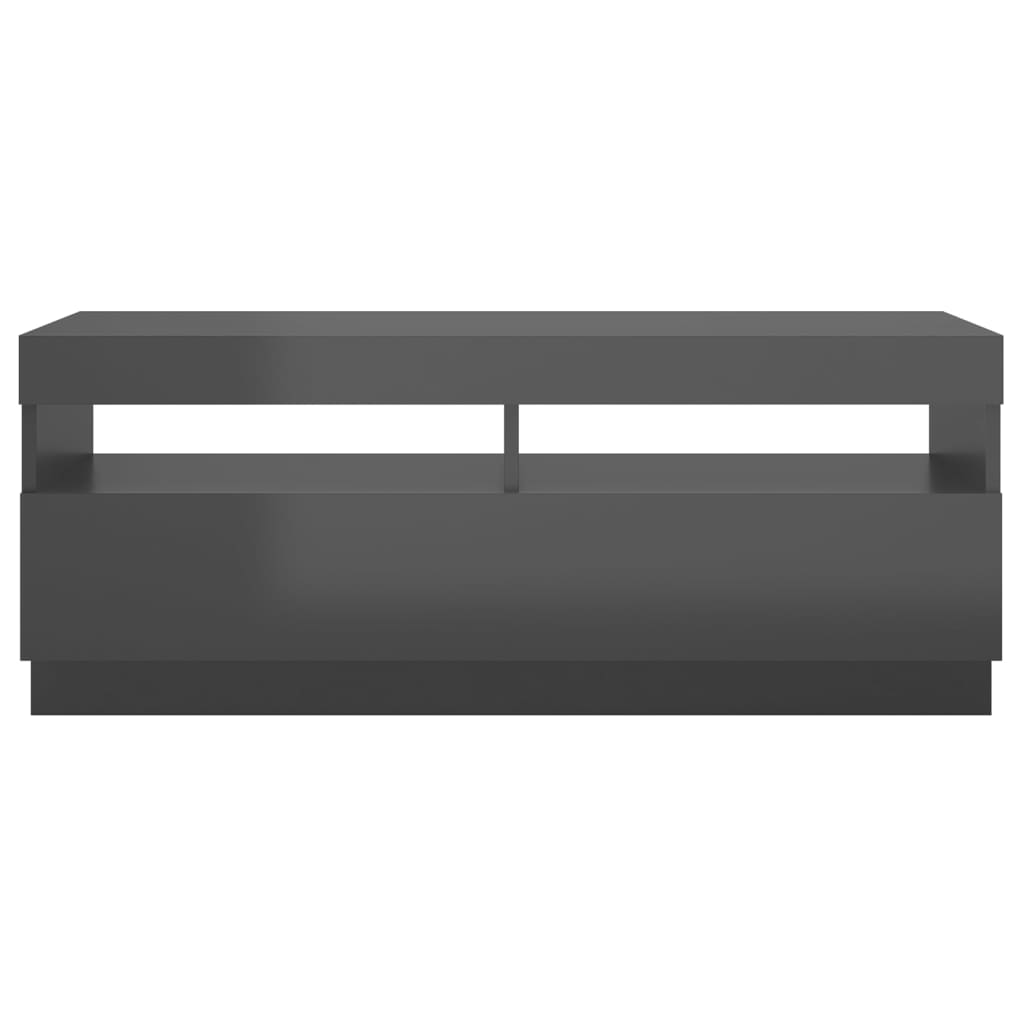 vidaXL TV Cabinet with LED Lights High Gloss Grey 100x35x40 cm