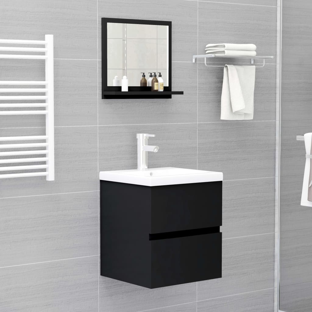 vidaXL Bathroom Mirror Black 40x10.5x37 cm Engineered Wood