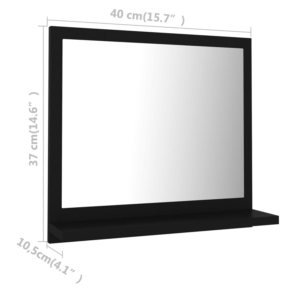 vidaXL Bathroom Mirror Black 40x10.5x37 cm Engineered Wood