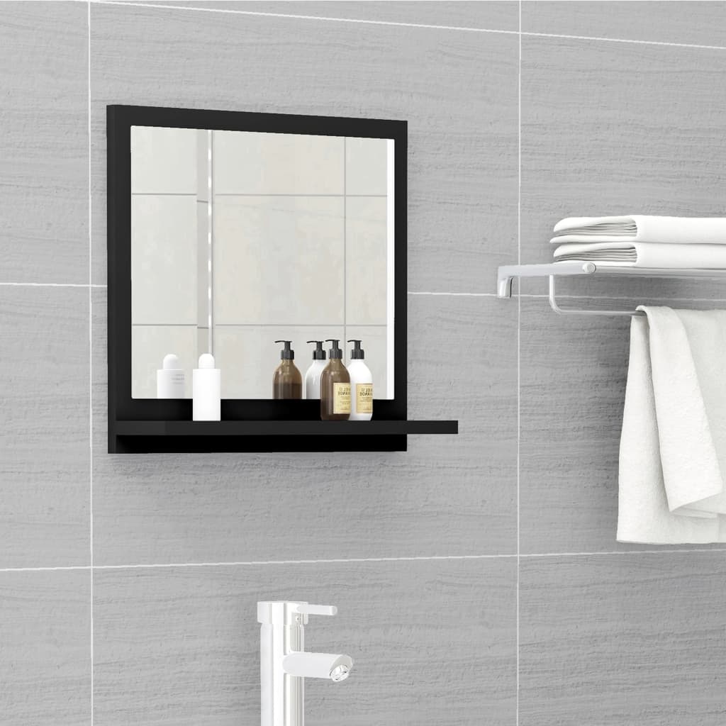 vidaXL Bathroom Mirror Black 40x10.5x37 cm Engineered Wood