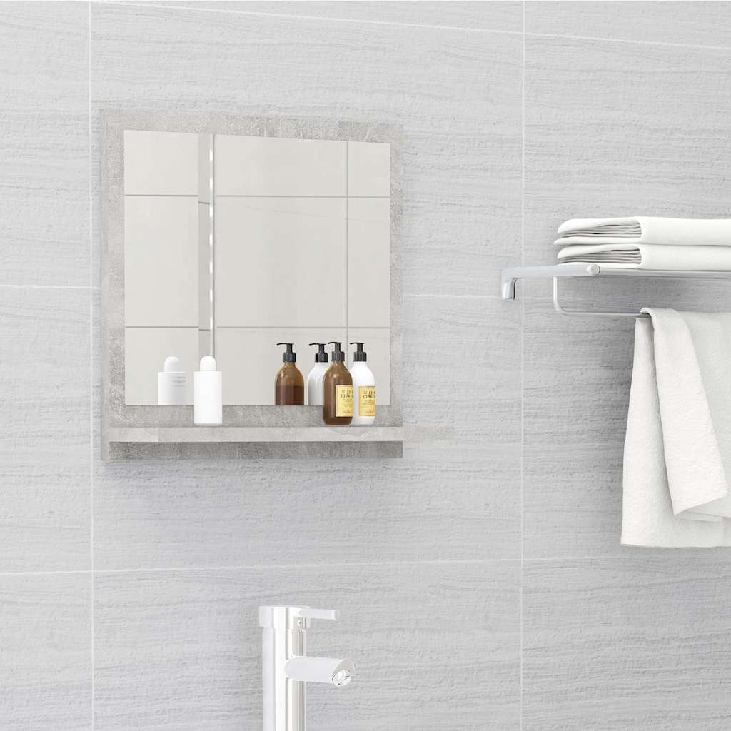 804557 vidaXL Bathroom Mirror Concrete Grey 40x10,5x37 cm Engineered Wood
