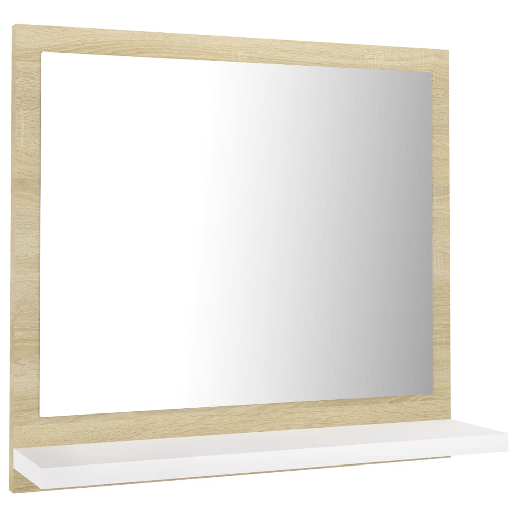 vidaXL Bathroom Mirror White and Sonoma Oak 40x10.5x37 cm Engineered Wood