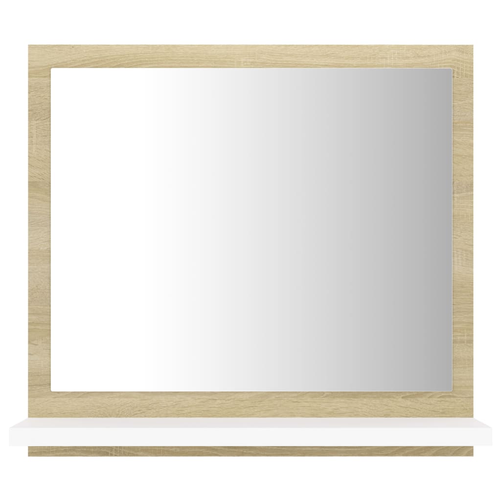 vidaXL Bathroom Mirror White and Sonoma Oak 40x10.5x37 cm Engineered Wood