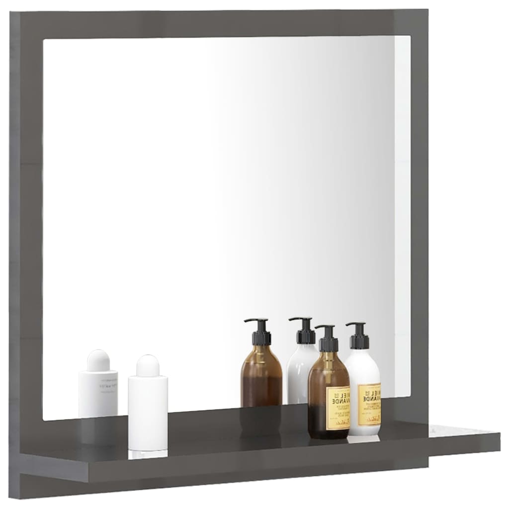 vidaXL Bathroom Mirror High Gloss Grey 40x10.5x37 cm Engineered Wood