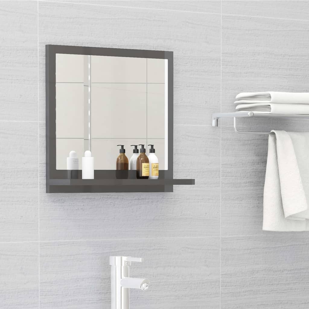 vidaXL Bathroom Mirror High Gloss Grey 40x10.5x37 cm Engineered Wood