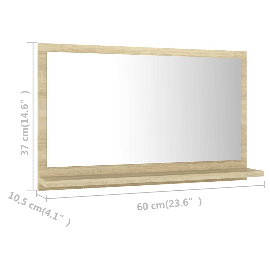 804565 vidaXL Bathroom Mirror Sonoma Oak 60x10,5x37 cm Engineered Wood
