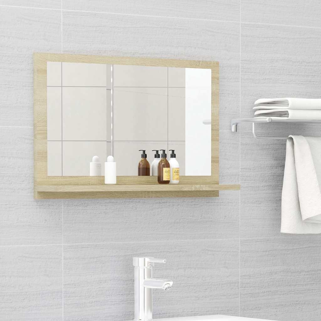 804565 vidaXL Bathroom Mirror Sonoma Oak 60x10,5x37 cm Engineered Wood