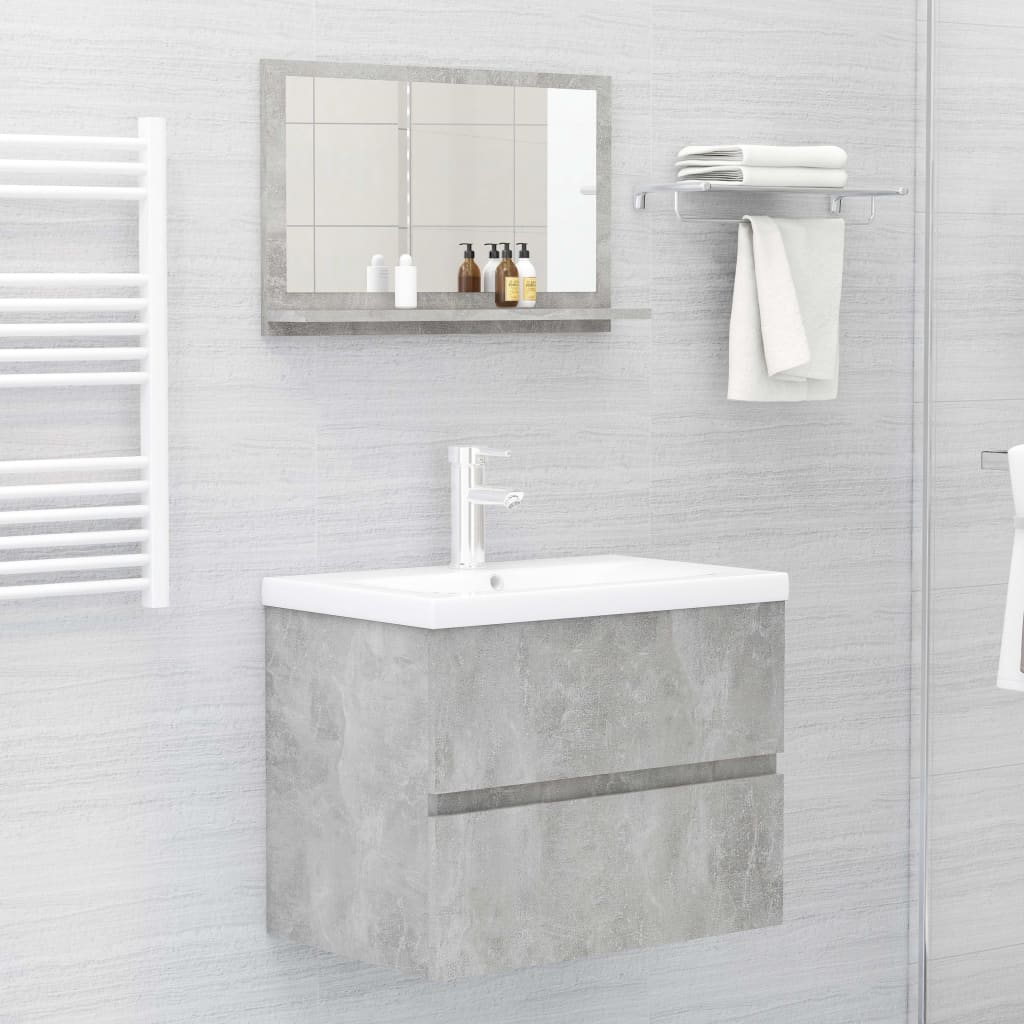 804566 vidaXL Bathroom Mirror Concrete Grey 60x10,5x37 cm Engineered Wood