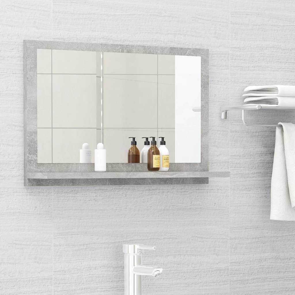 804566 vidaXL Bathroom Mirror Concrete Grey 60x10,5x37 cm Engineered Wood