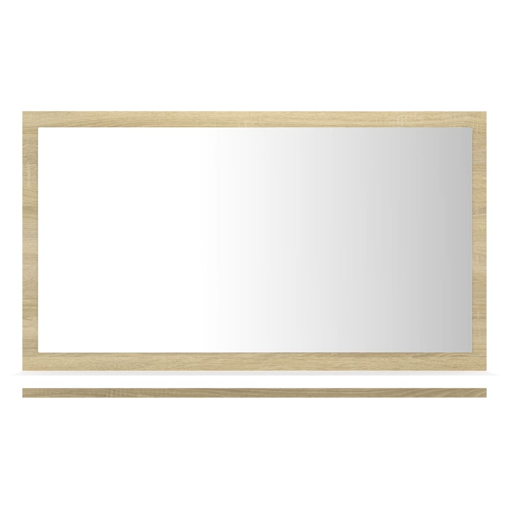 vidaXL Bathroom Mirror White and Sonoma Oak 60x10.5x37 cm Engineered Wood