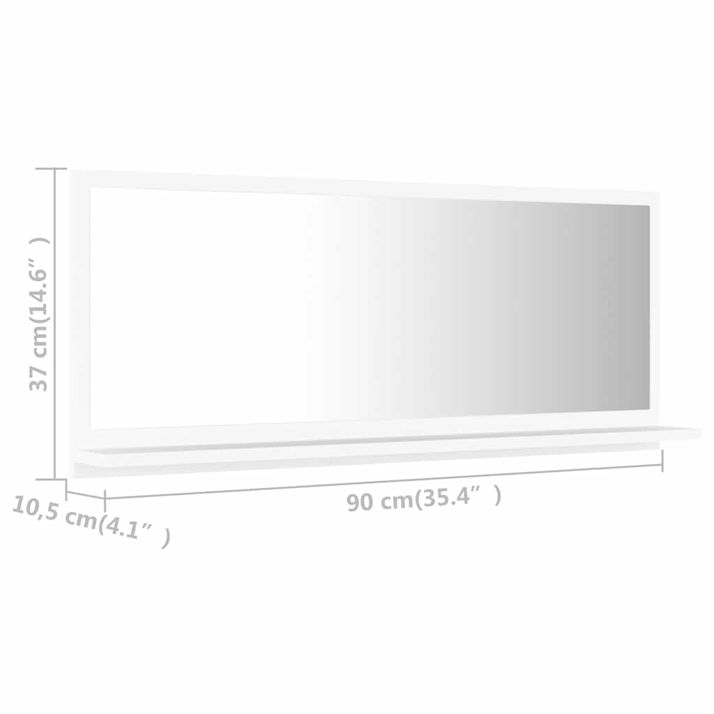 804580 vidaXL Bathroom Mirror White 90x10,5x37 cm Engineered Wood