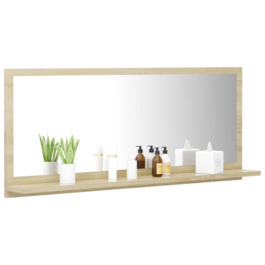 804583 vidaXL Bathroom Mirror Sonoma Oak 90x10,5x37 cm Engineered Wood