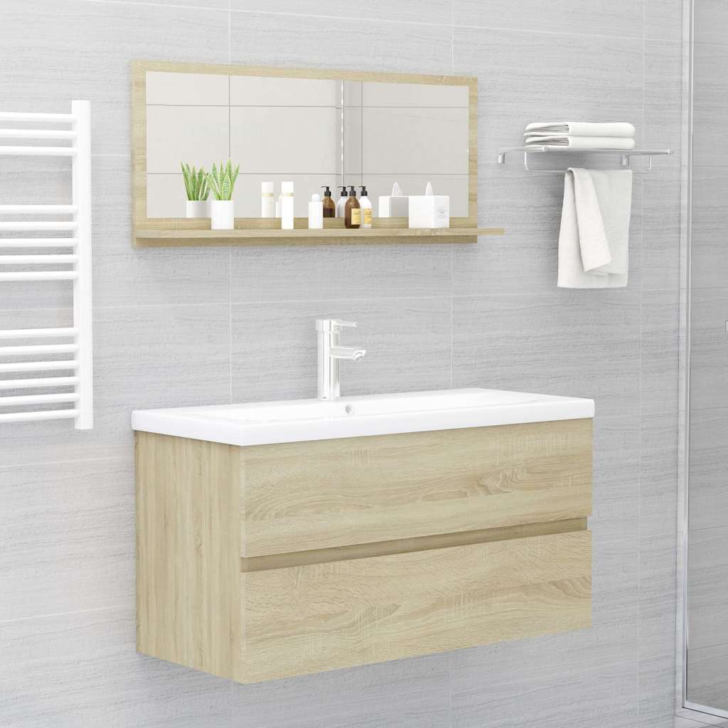804583 vidaXL Bathroom Mirror Sonoma Oak 90x10,5x37 cm Engineered Wood