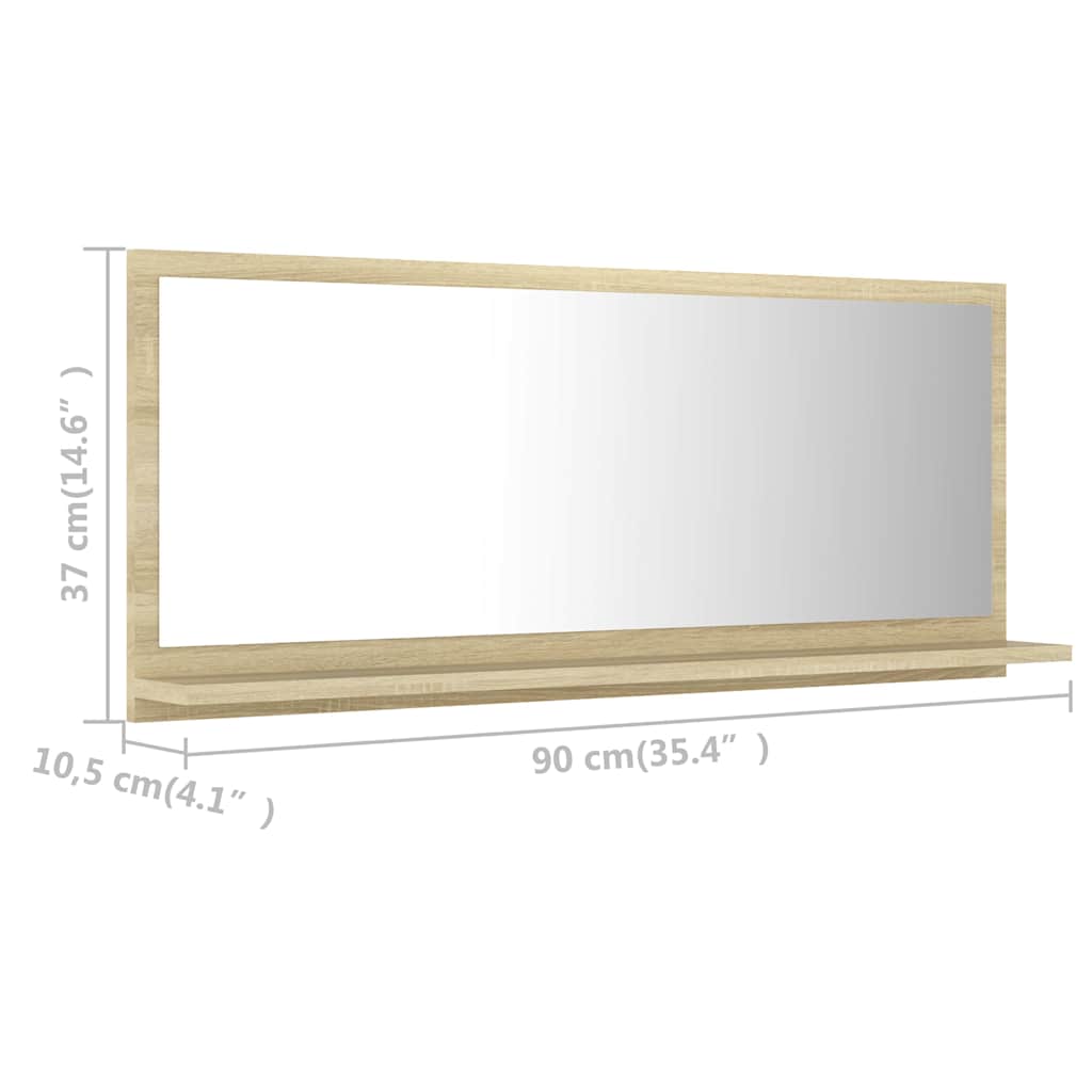 804583 vidaXL Bathroom Mirror Sonoma Oak 90x10,5x37 cm Engineered Wood