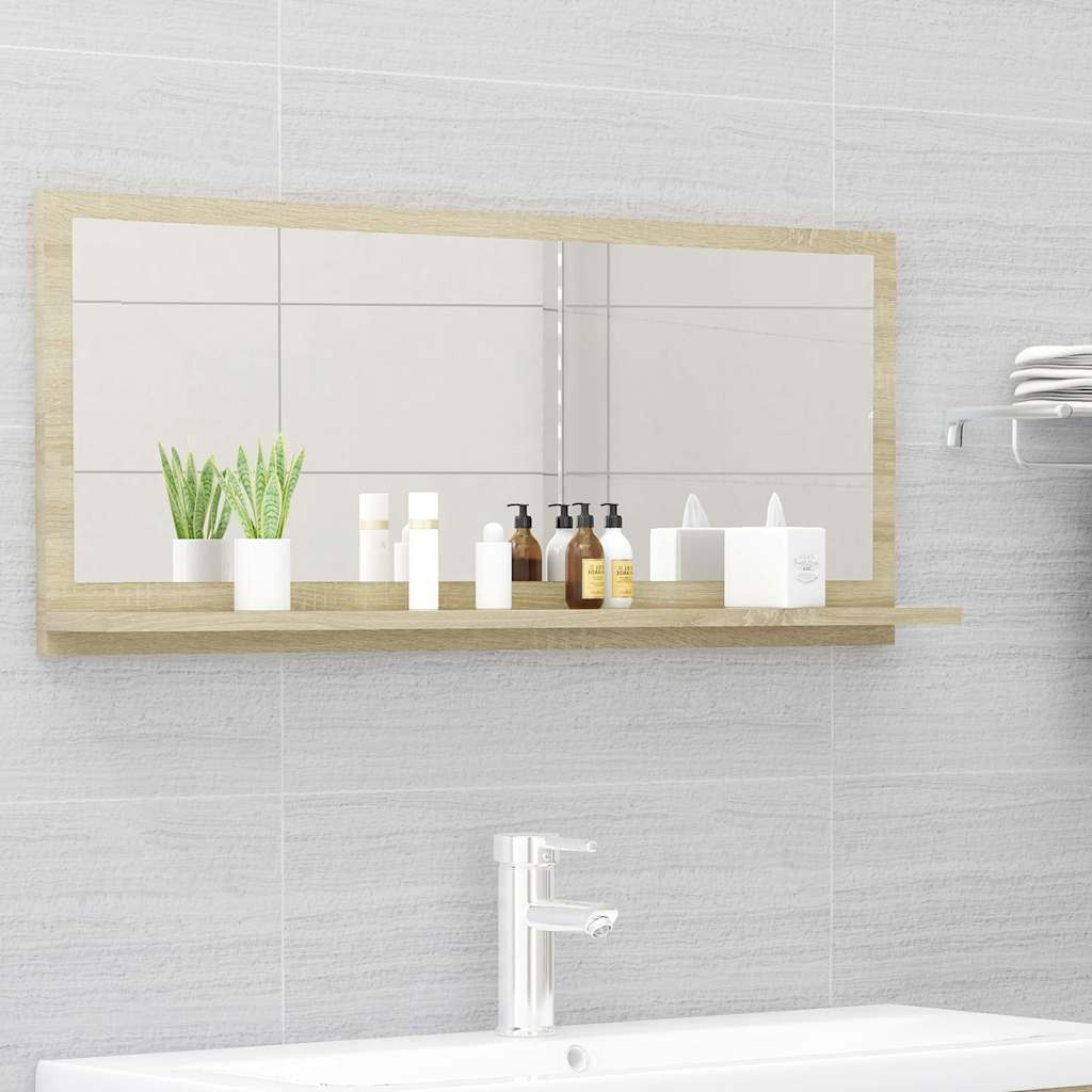 804583 vidaXL Bathroom Mirror Sonoma Oak 90x10,5x37 cm Engineered Wood