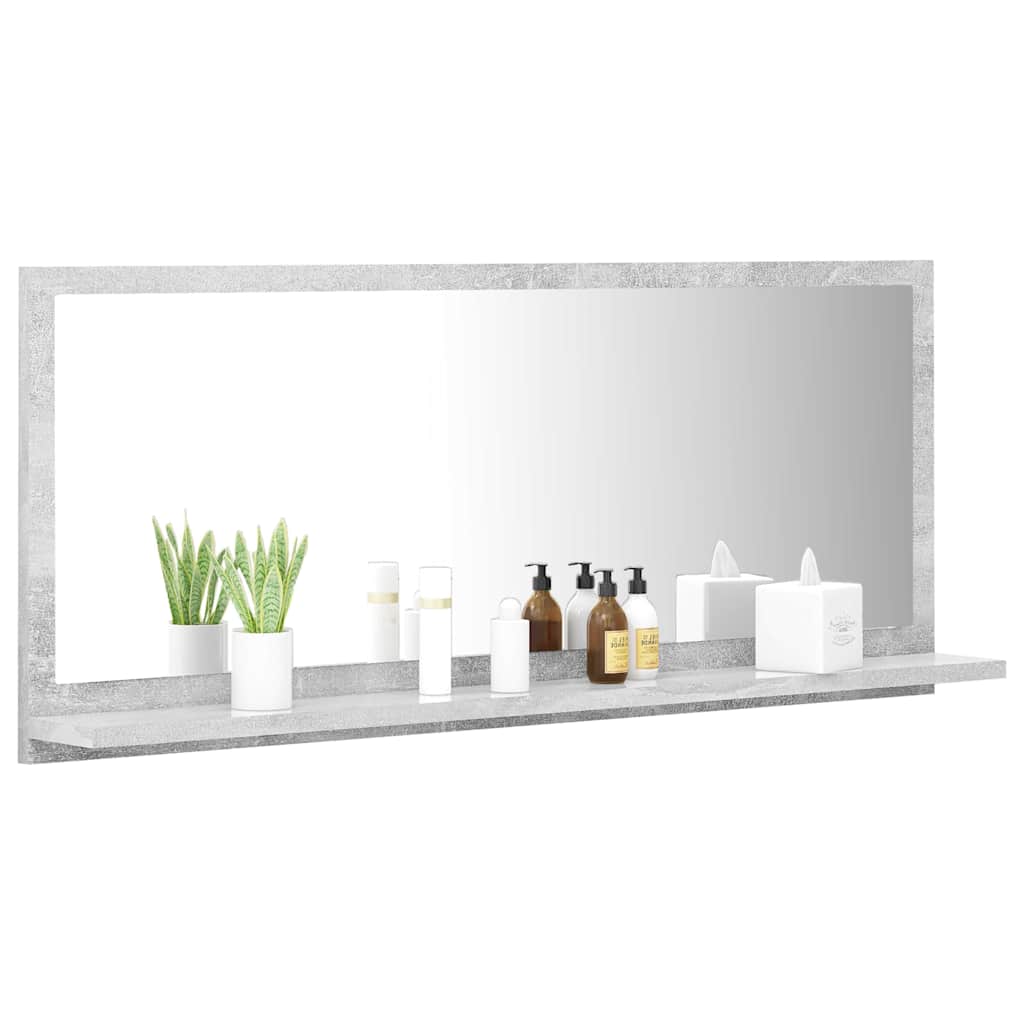 804584 vidaXL Bathroom Mirror Concrete Grey 90x10,5x37 cm Engineered Wood