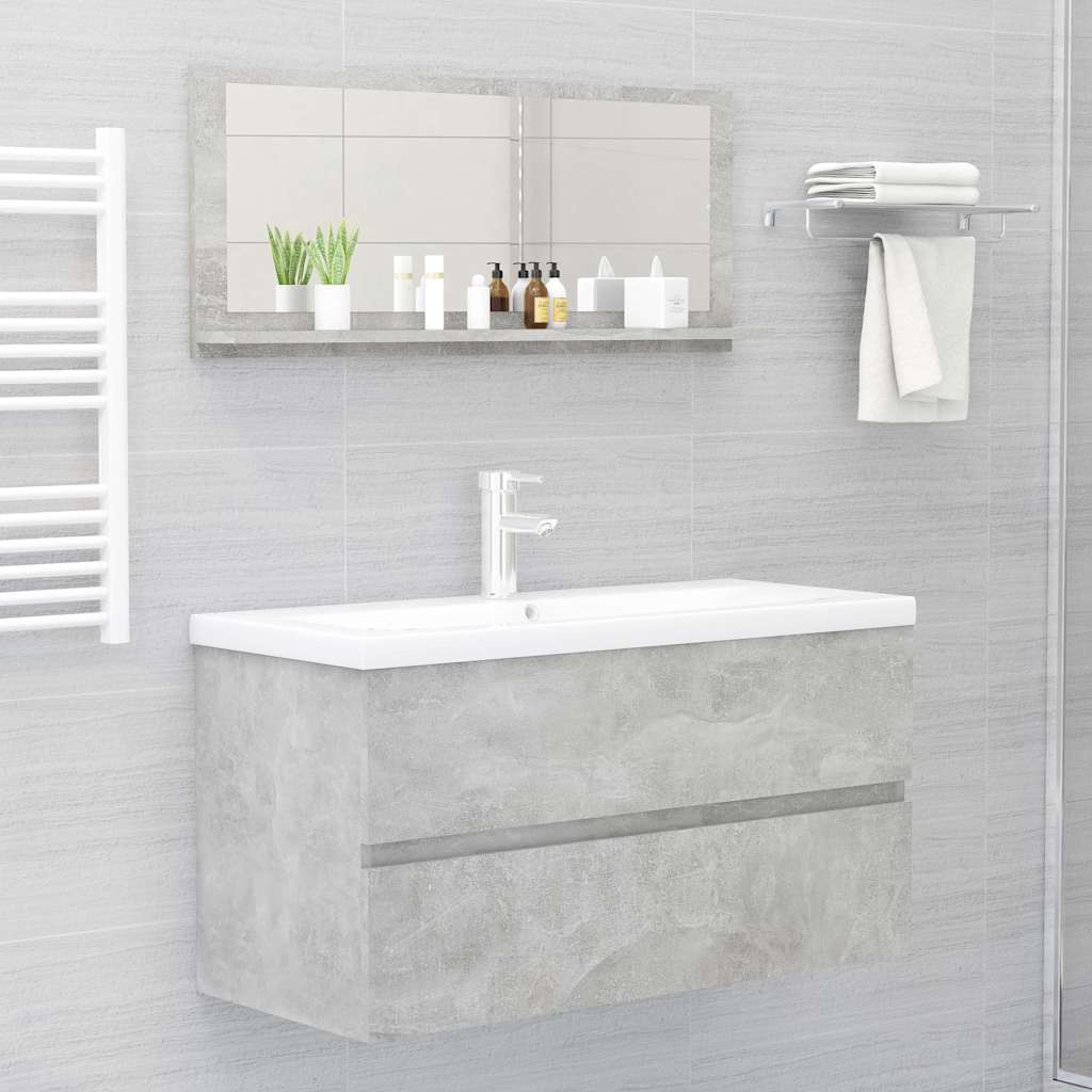 804584 vidaXL Bathroom Mirror Concrete Grey 90x10,5x37 cm Engineered Wood