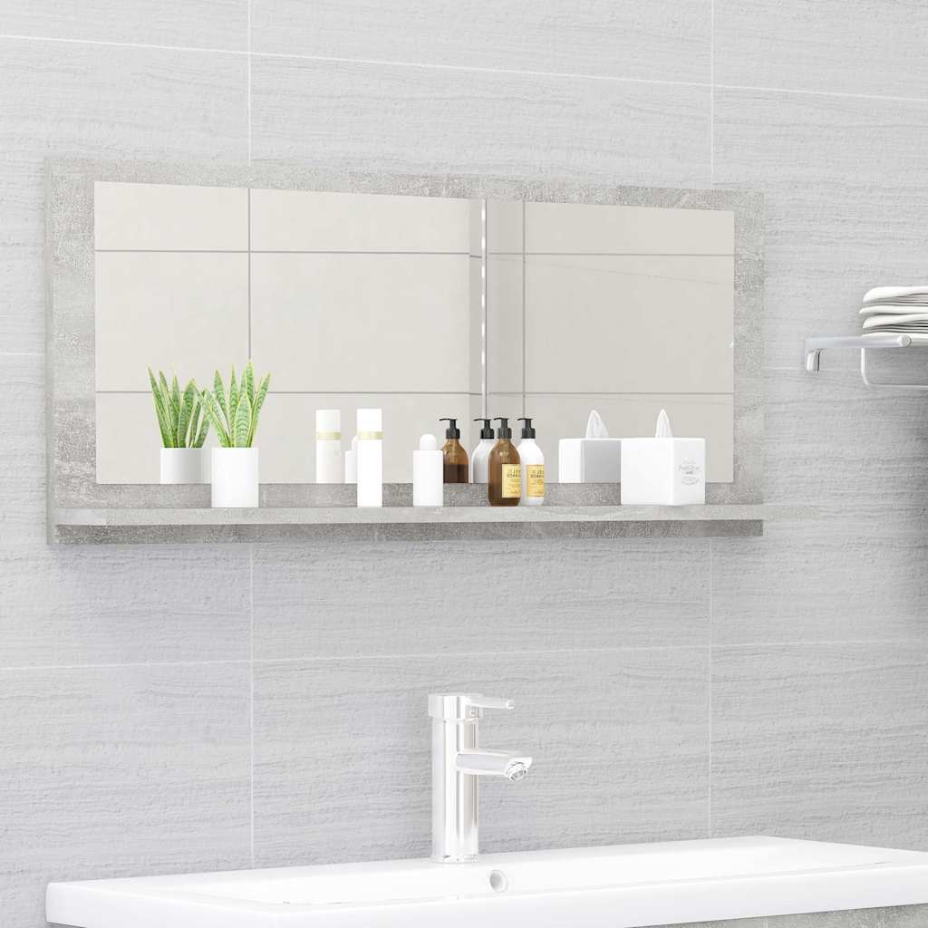 804584 vidaXL Bathroom Mirror Concrete Grey 90x10,5x37 cm Engineered Wood