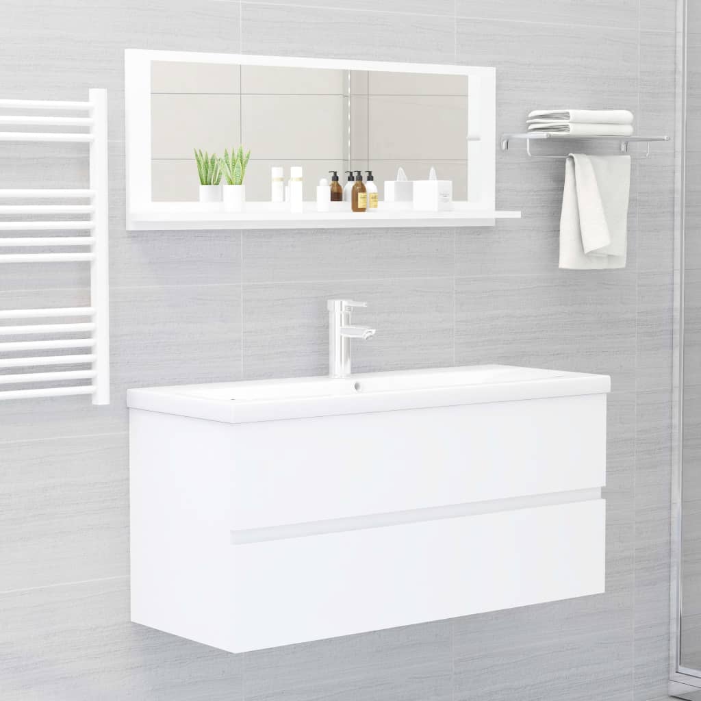 vidaXL Bathroom Mirror White 100x10.5x37 cm Engineered Wood