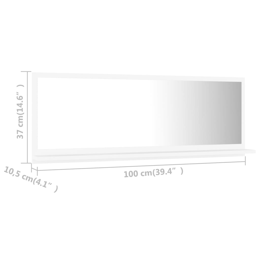 vidaXL Bathroom Mirror White 100x10.5x37 cm Engineered Wood