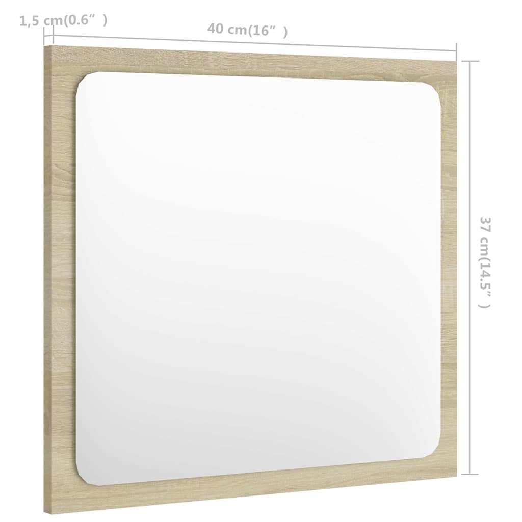 804601 vidaXL Bathroom Mirror Sonoma Oak 40x1,5x37 cm Engineered Wood