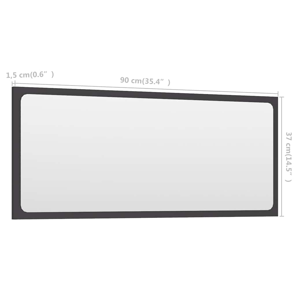 804624 vidaXL Bathroom Mirror Grey 90x1,5x37 cm Engineered Wood
