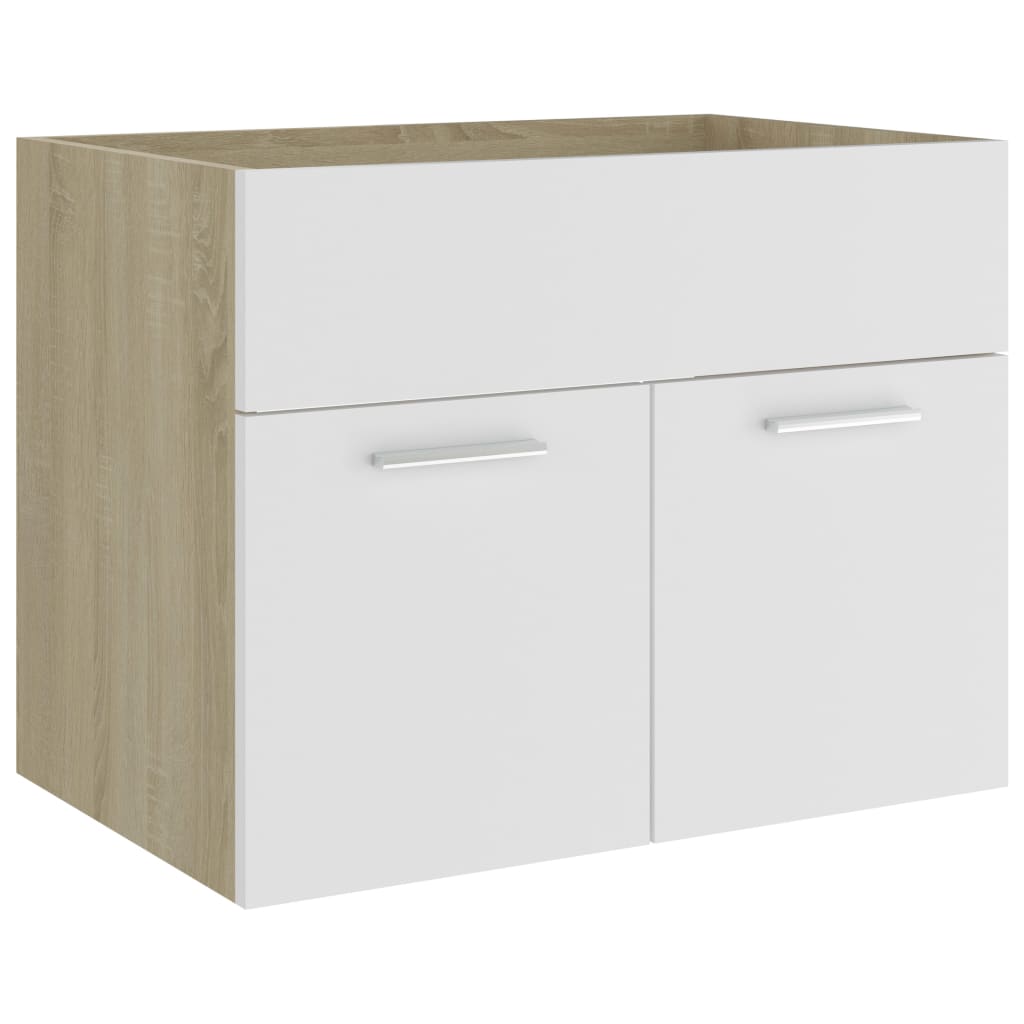 vidaXL Sink Cabinet White and Sonoma Oak 60x38.5x46 cm Engineered Wood