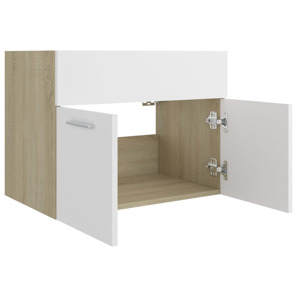 vidaXL Sink Cabinet White and Sonoma Oak 60x38.5x46 cm Engineered Wood