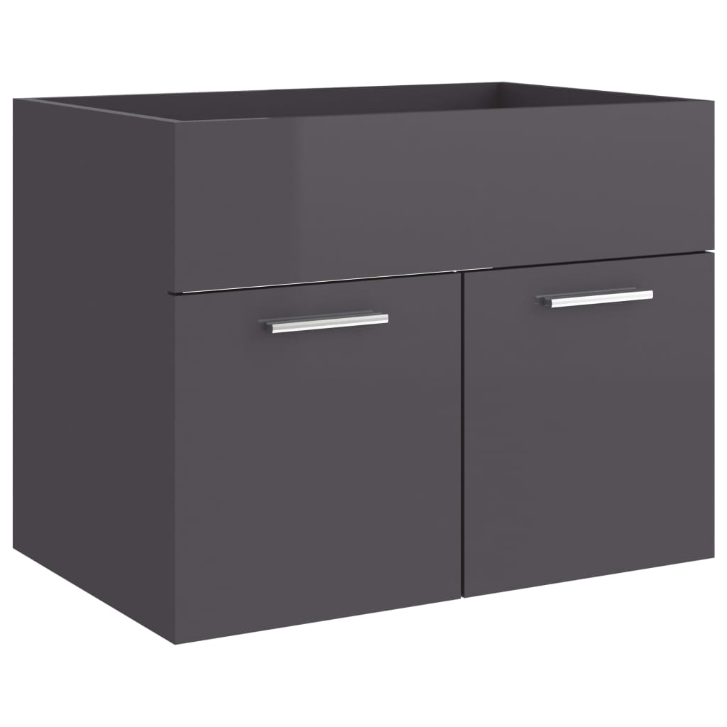 vidaXL Sink Cabinet High Gloss Grey 60x38.5x46 cm Engineered Wood