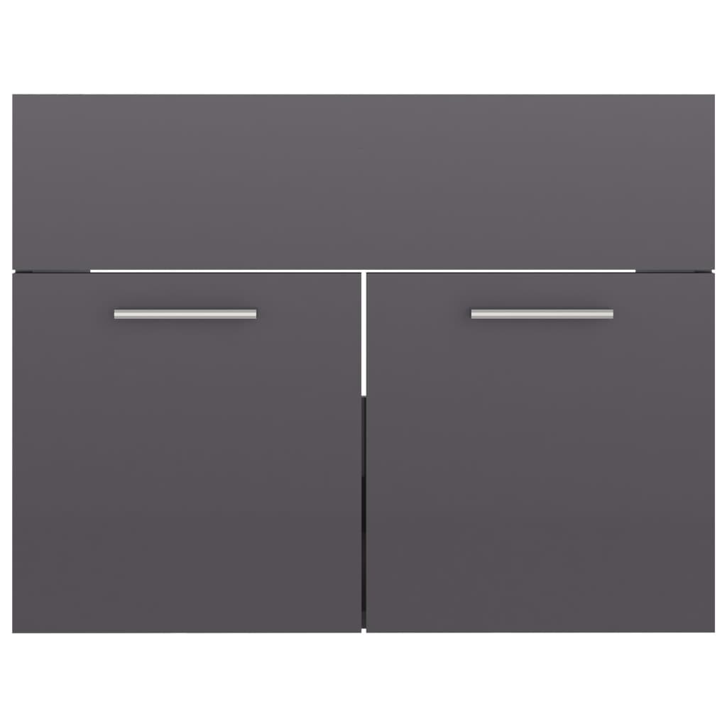 vidaXL Sink Cabinet High Gloss Grey 60x38.5x46 cm Engineered Wood