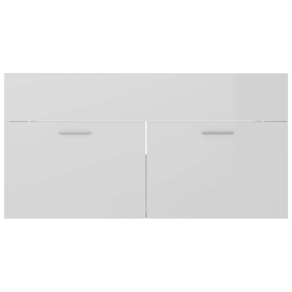 vidaXL Sink Cabinet High Gloss White 90x38.5x46 cm Engineered Wood