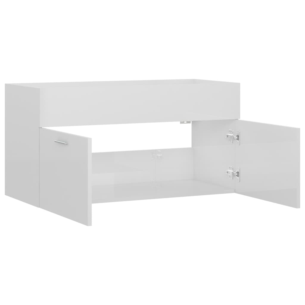 vidaXL Sink Cabinet High Gloss White 90x38.5x46 cm Engineered Wood