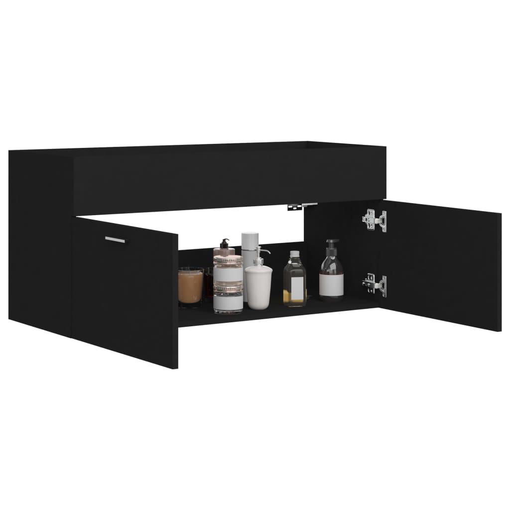 vidaXL Sink Cabinet Black 100x38.5x46 cm Engineered Wood