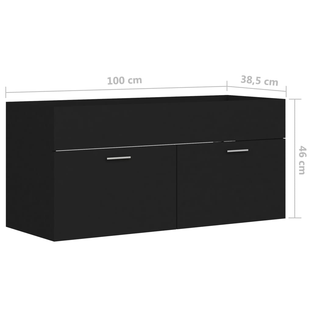 vidaXL Sink Cabinet Black 100x38.5x46 cm Engineered Wood