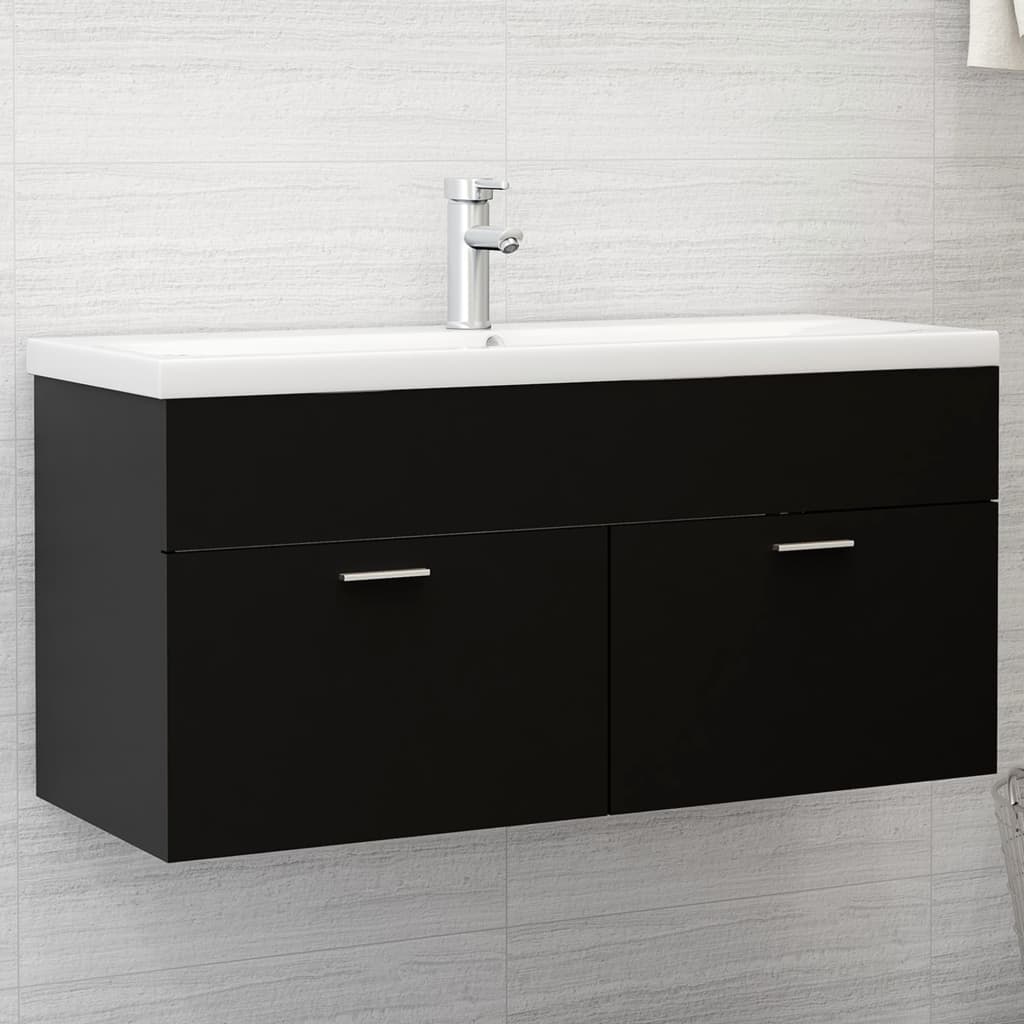 vidaXL Sink Cabinet Black 100x38.5x46 cm Engineered Wood