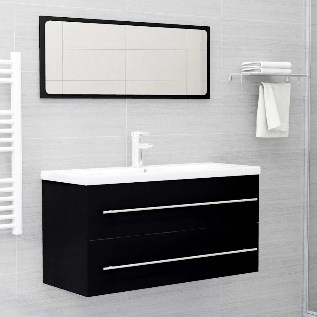 804720 vidaXL Sink Cabinet Black 100x38,5x48 cm Engineered Wood
