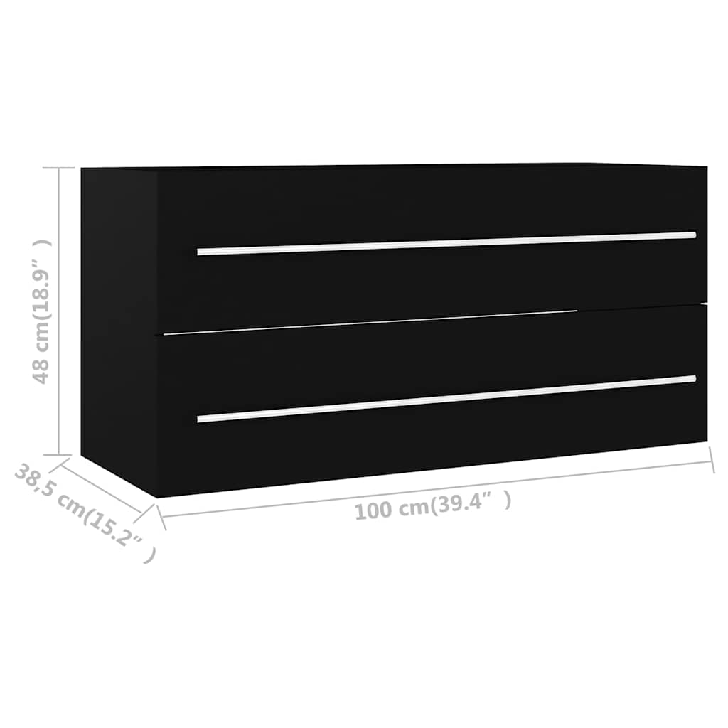 804720 vidaXL Sink Cabinet Black 100x38,5x48 cm Engineered Wood