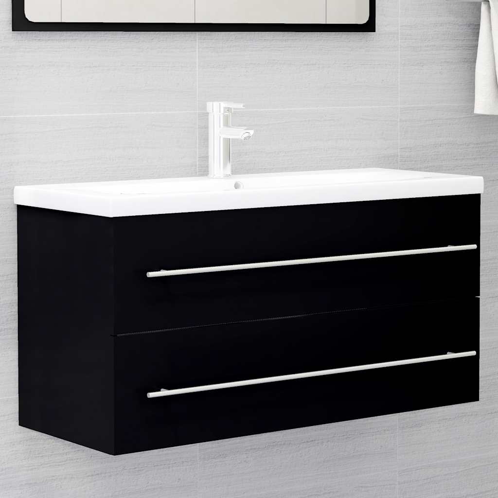 804720 vidaXL Sink Cabinet Black 100x38,5x48 cm Engineered Wood